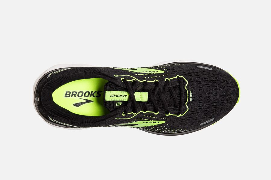 Brooks Ghost 13 Road Running Shoes Mens Black/Green 894716-QVD